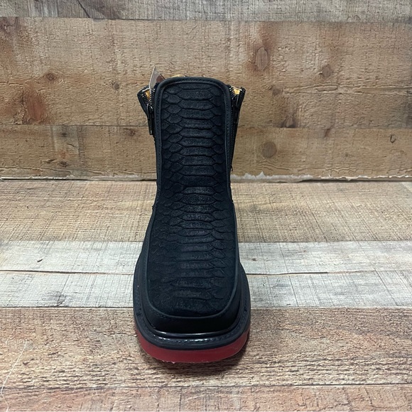 Men's Half boot RED SOLE Zipper PYTHON Print Leather. Botín pitón suela roja - Picture 2 of 6